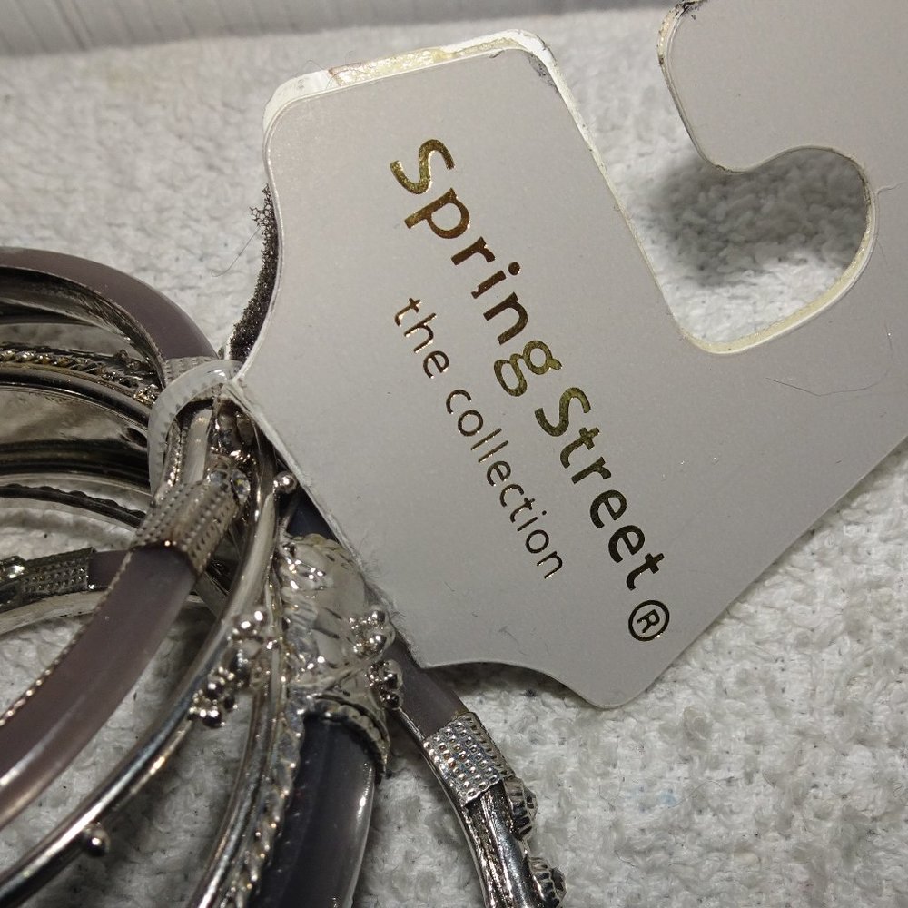 Spring Street Silver Rhinestone Bangle Bracelets - image 4